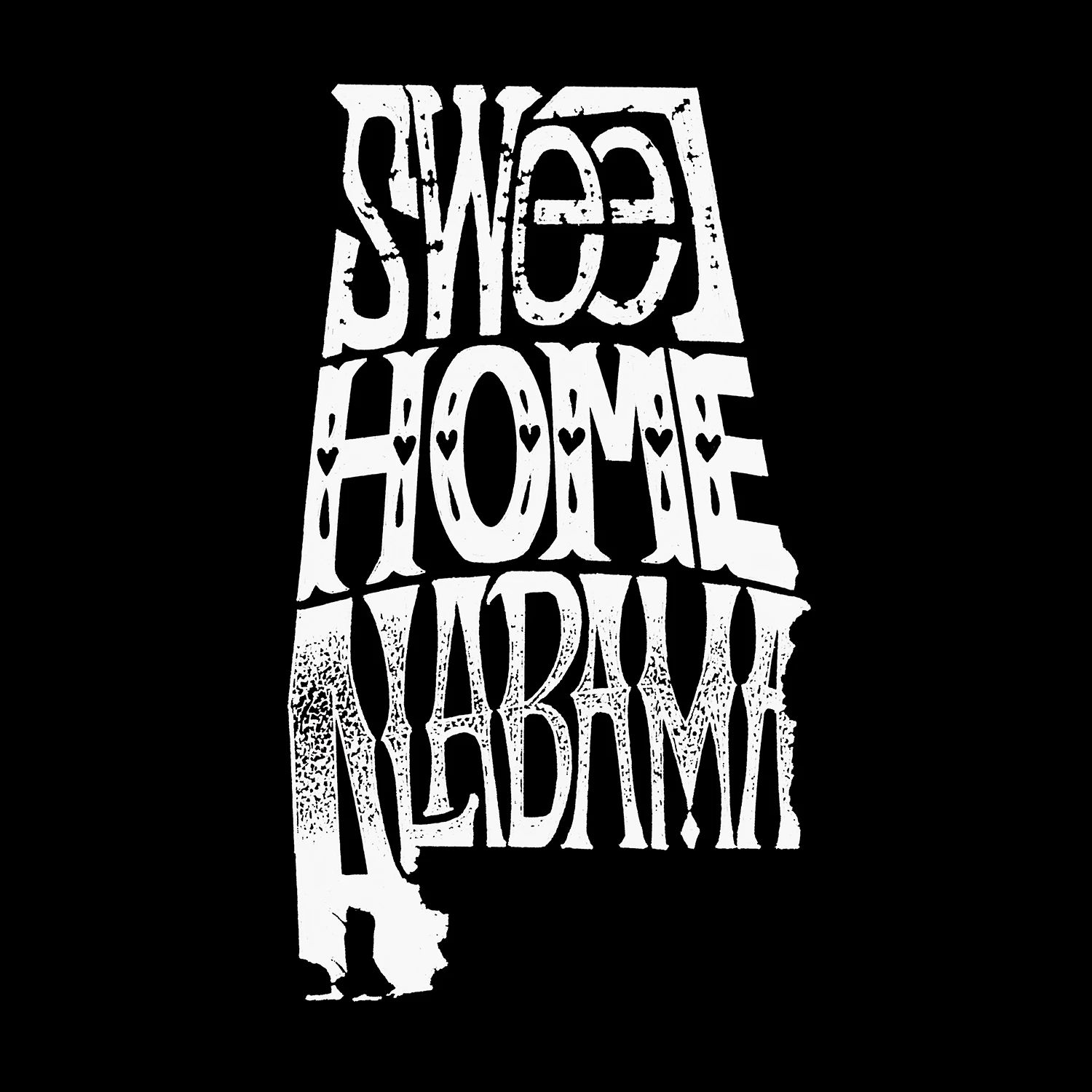 Sweet Home Alabama — мужская бейсбольная футболка реглан с рисунком Word Art LA Pop Art