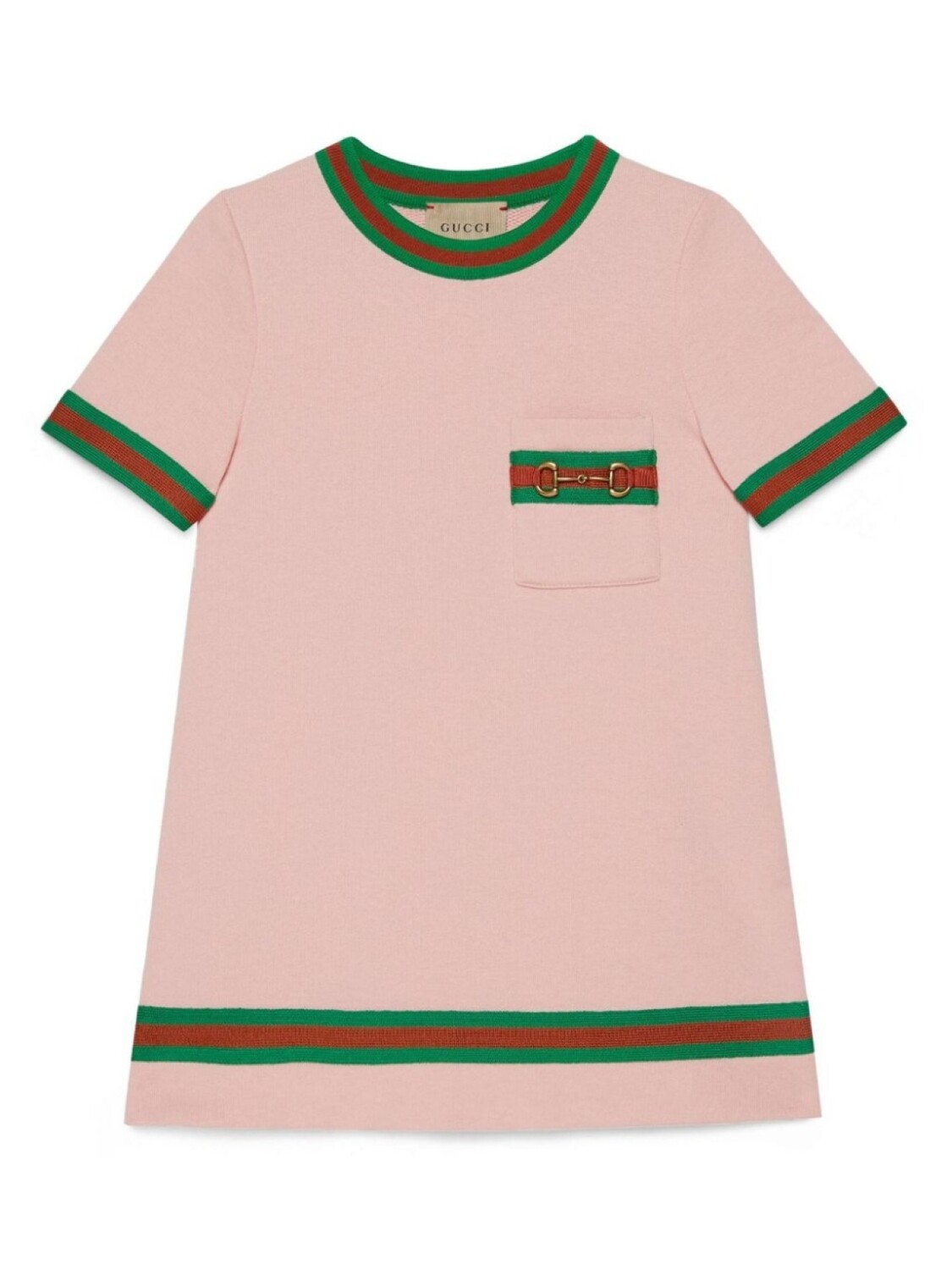 

Gucci Kids платье с отделкой в полоску, розовый