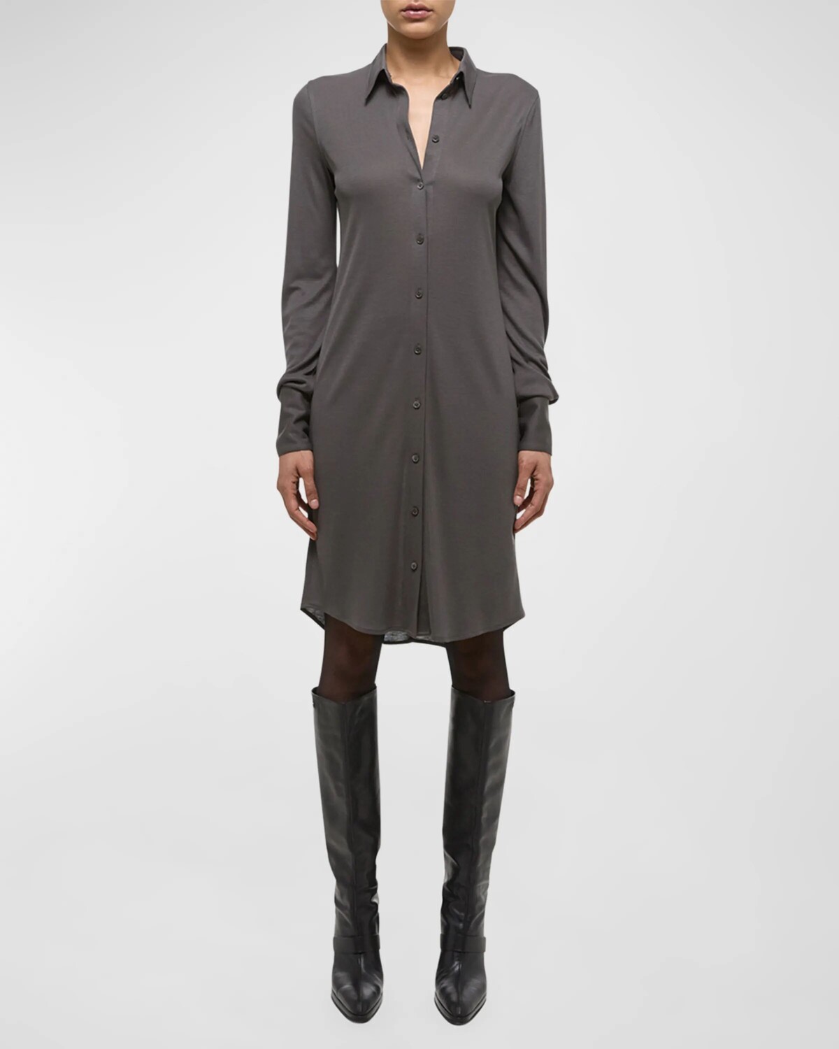 

Платье в рубчик на пуговицах спереди Helmut Lang, цвет Graphite