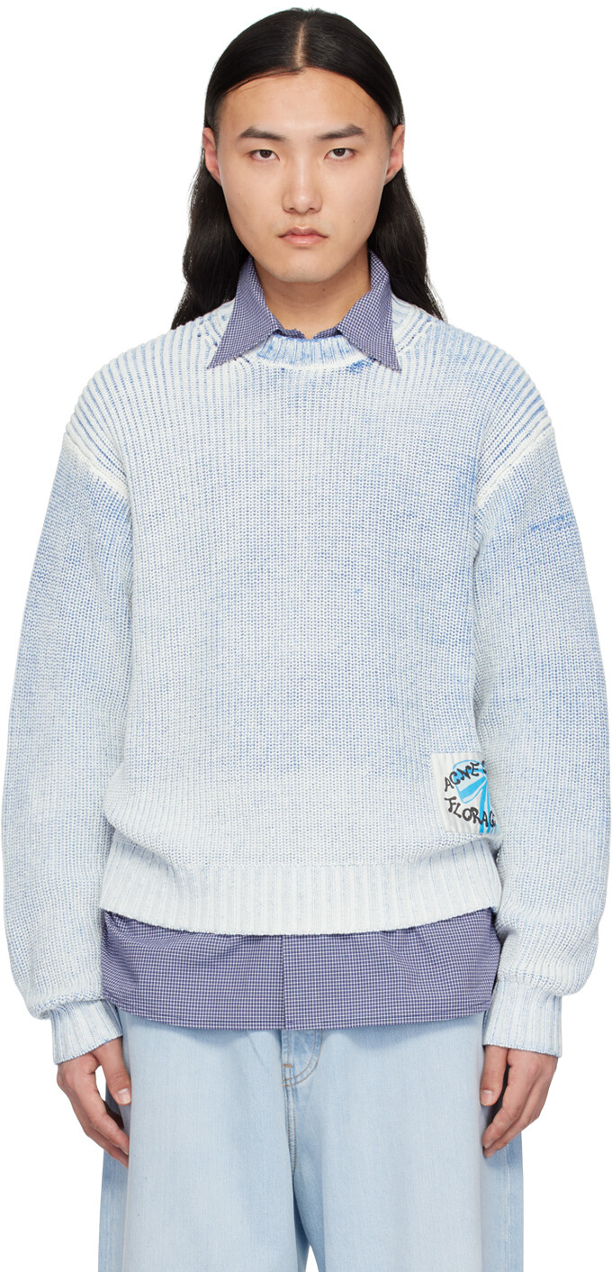 

Синий свитер с нашивками Acne Studios, цвет Old blue/White