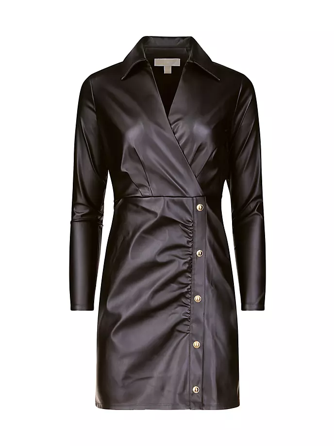 

Мини-платье из искусственной кожи с запахом Michael Michael Kors, черный
