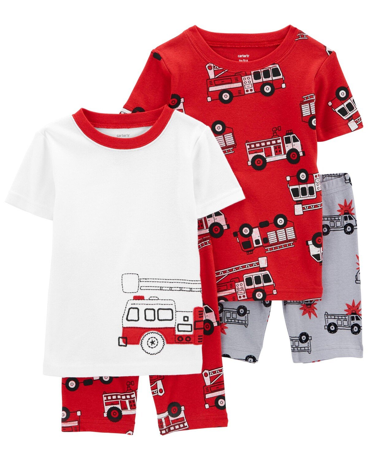 

Детская пижама Firetruck из 100% хлопка с плотным кроем из 4 предметов Carter's, красный белый