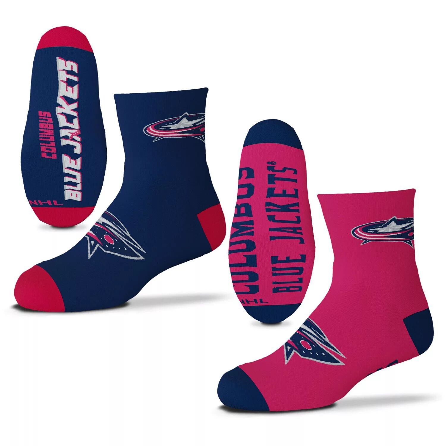 

Комплект из двух командных носков длиной в четверть от Columbus Blue Jackets Youth For Bare Feet Unbranded