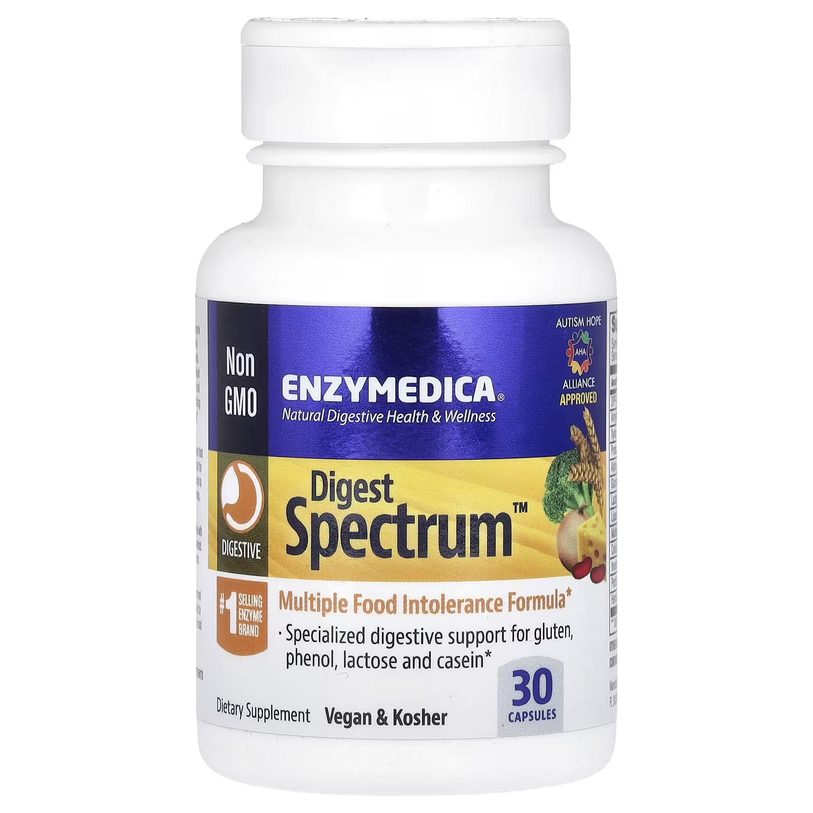 Enzymedica Digest Spectrum Формула для лечения множественной пищевой непереносимости, 30 капсул enzymedica digest spectrum 240 капсул
