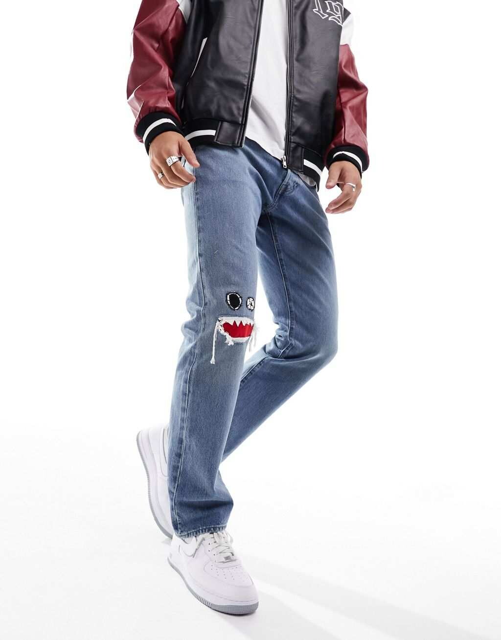 

Голубые джинсы Levi's Skate 501 с аппликацией на коленях