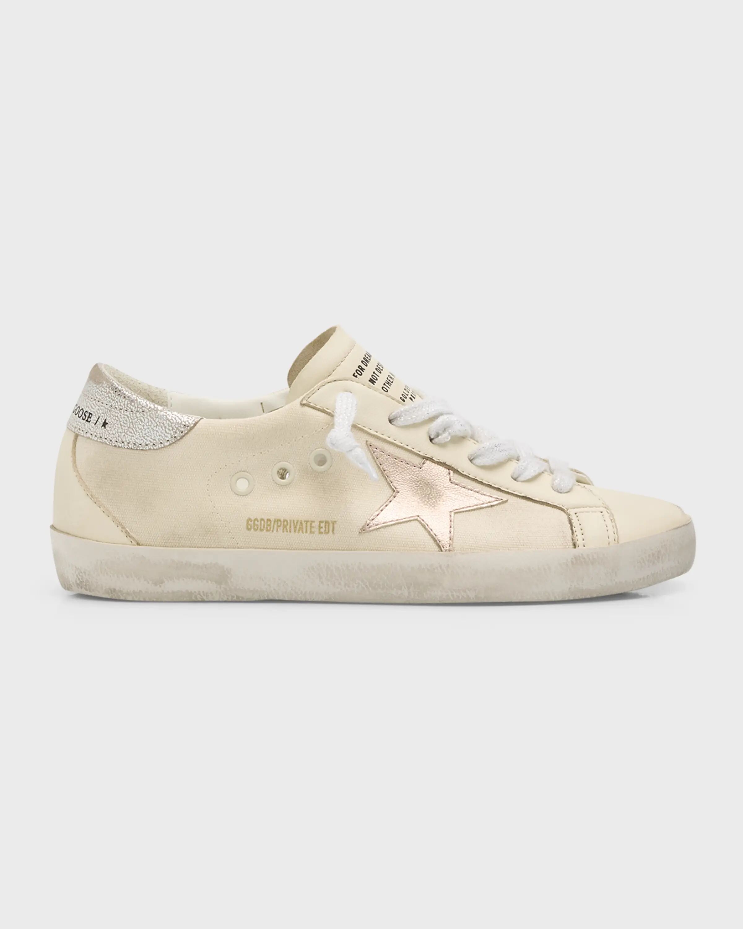 

Холщовые низкие кеды Superstar с эффектом металлик Golden Goose, цвет Light Beige Peach Ecru Silver