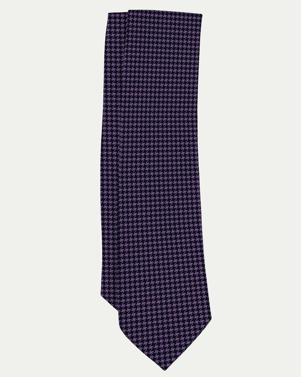 Шелковый галстук темно-синего и фиолетового цвета с геометрическим принтом Chris & Cris, фиолетовый темно синий шелковый галстук с классическим принтом chris
