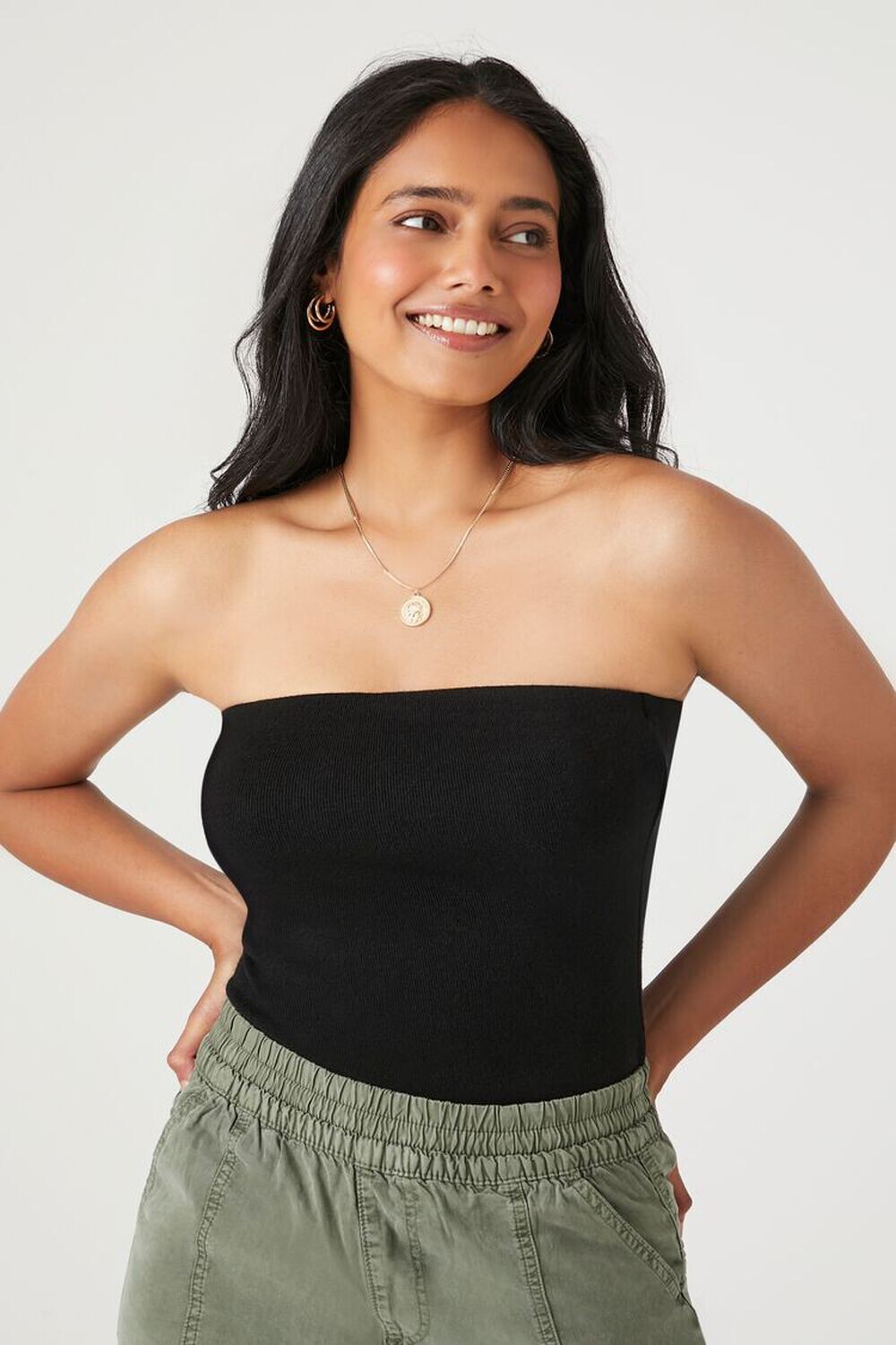

Боди прямого кроя Forever 21, черный