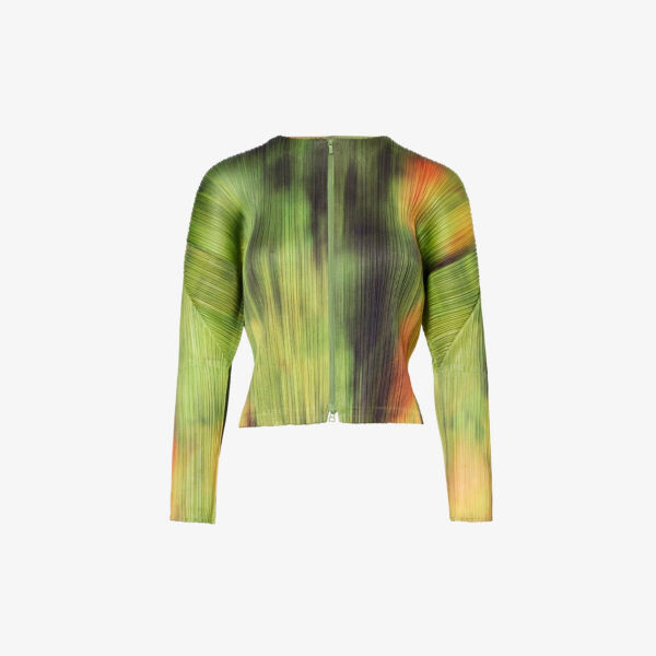 

Вязаный жакет с абстрактным узором «репа и шпинат» Pleats Please Issey Miyake, цвет spinach