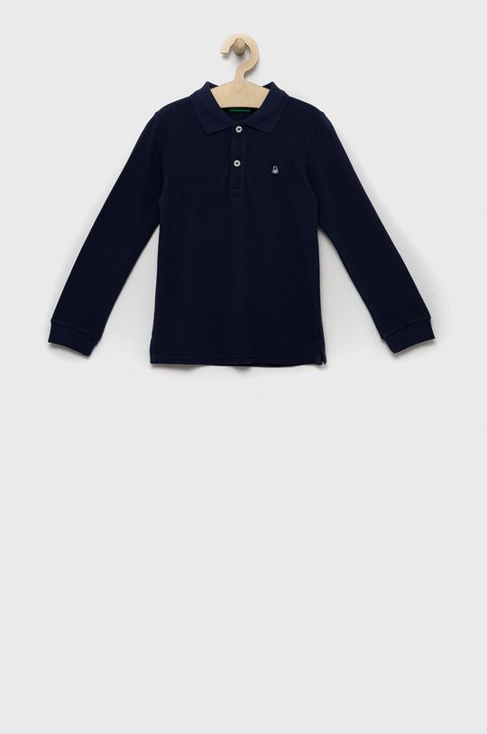 Хлопковая рубашка с длинными рукавами для мальчиков и девочек United Colors of Benetton, темно-синий