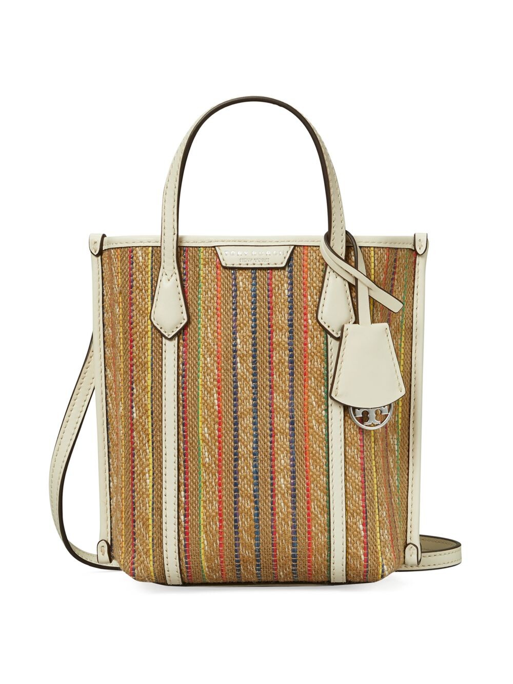 

Полосатая сумка-тоут Perry Mini из рафии Tory Burch, разноцветный