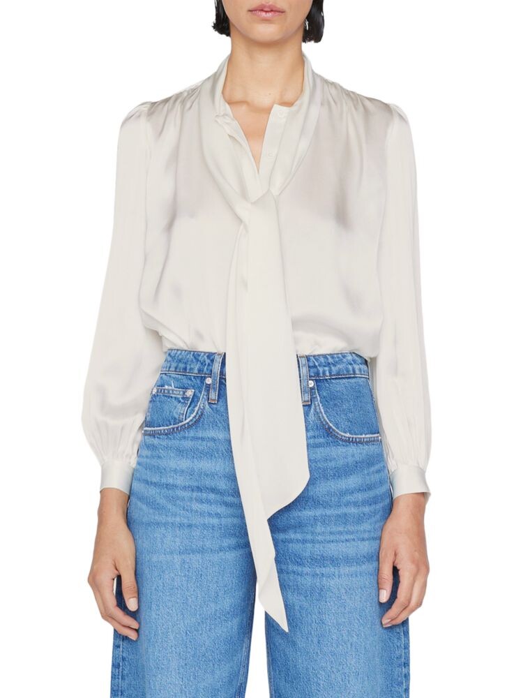 

Шелковая блузка Femme с завязками Frame, цвет Off White