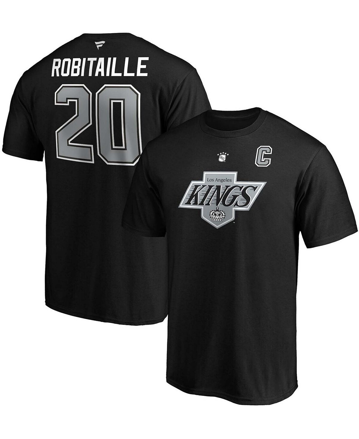 

Мужская черная футболка Luc Robitaille Los Angeles Kings Authentic Stack с именем и номером игрока в отставке Fanatics, Черный