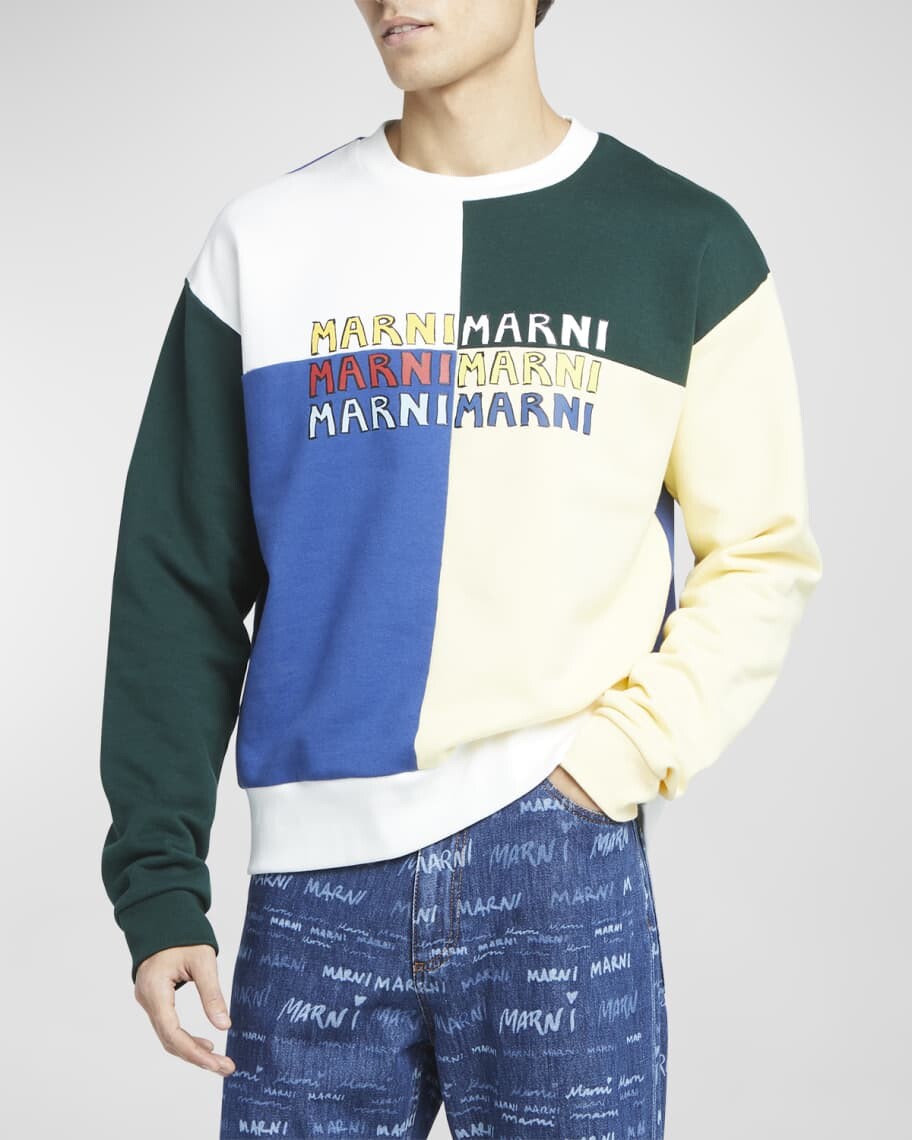 

Мужская толстовка с цветными блоками и логотипом Marni, Синий