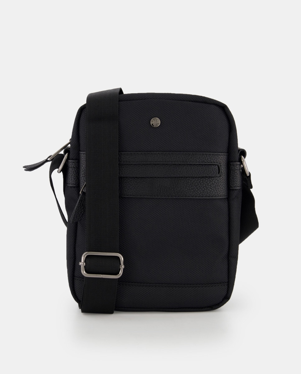 Средняя черная сумка через плечо с внешним карманом Emidio Tucci, черный сумка с длинной ручкой h