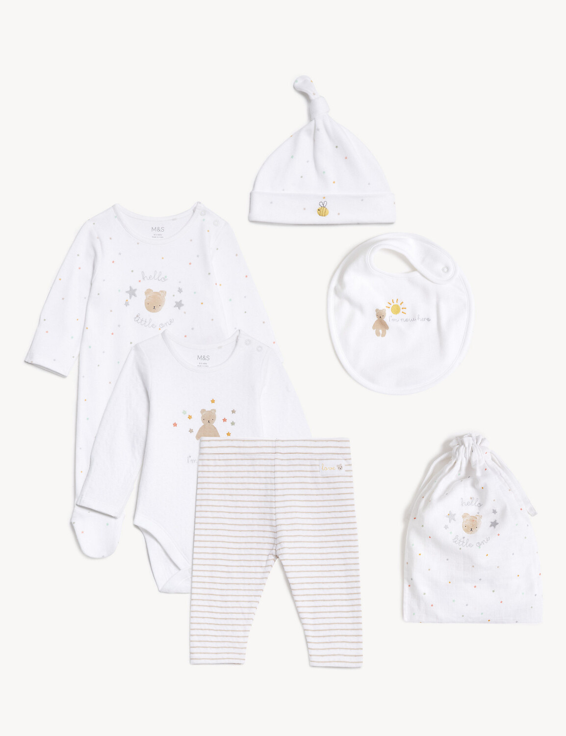 

Стартовый набор с животными из чистого хлопка, 6 предметов (0–2 года) Marks & Spencer
