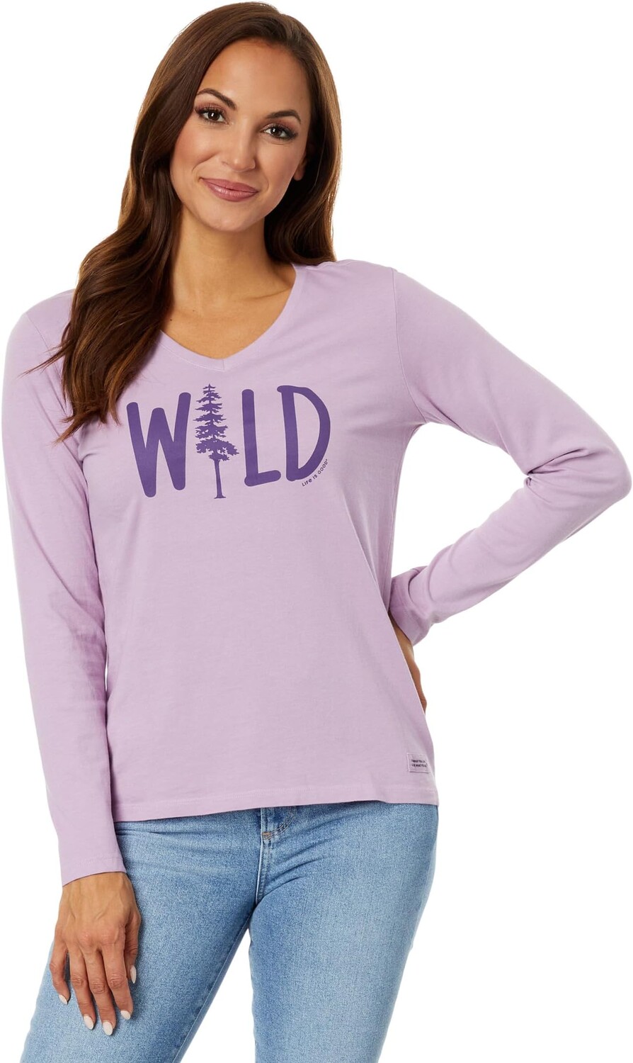 

Wild Timber Long Sleeve Crusher Vee Life is Good, цвет Violet Purple