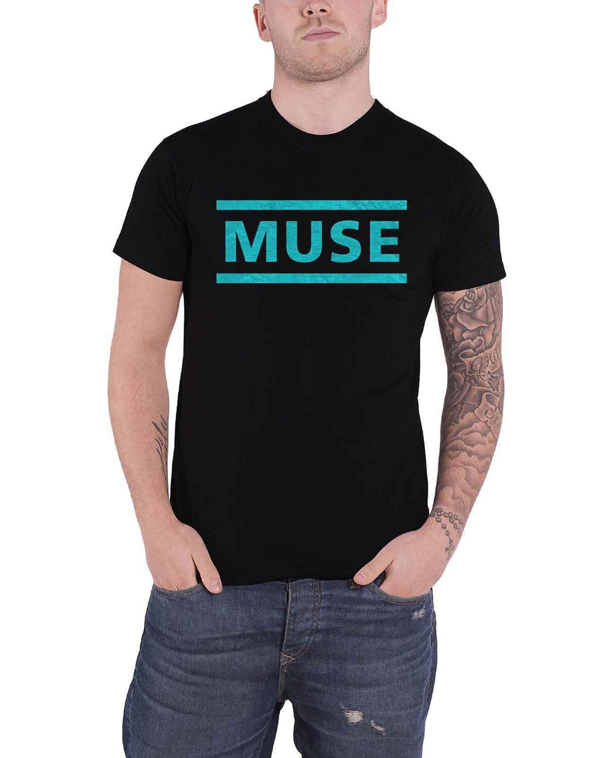 

Голубая футболка с логотипом Muse, черный