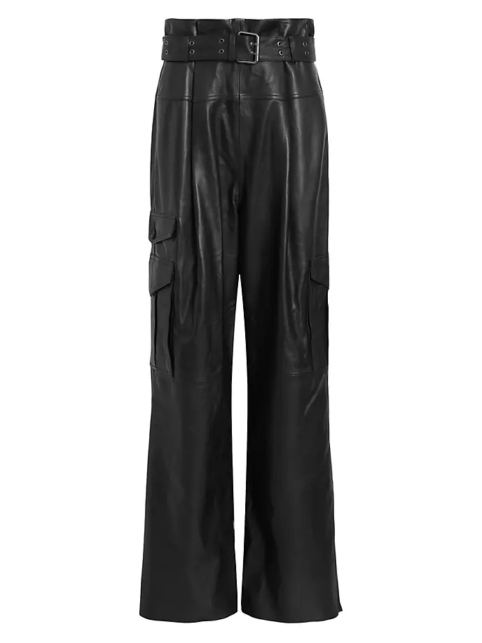

Кожаные брюки Harlyn с поясом Allsaints, черный