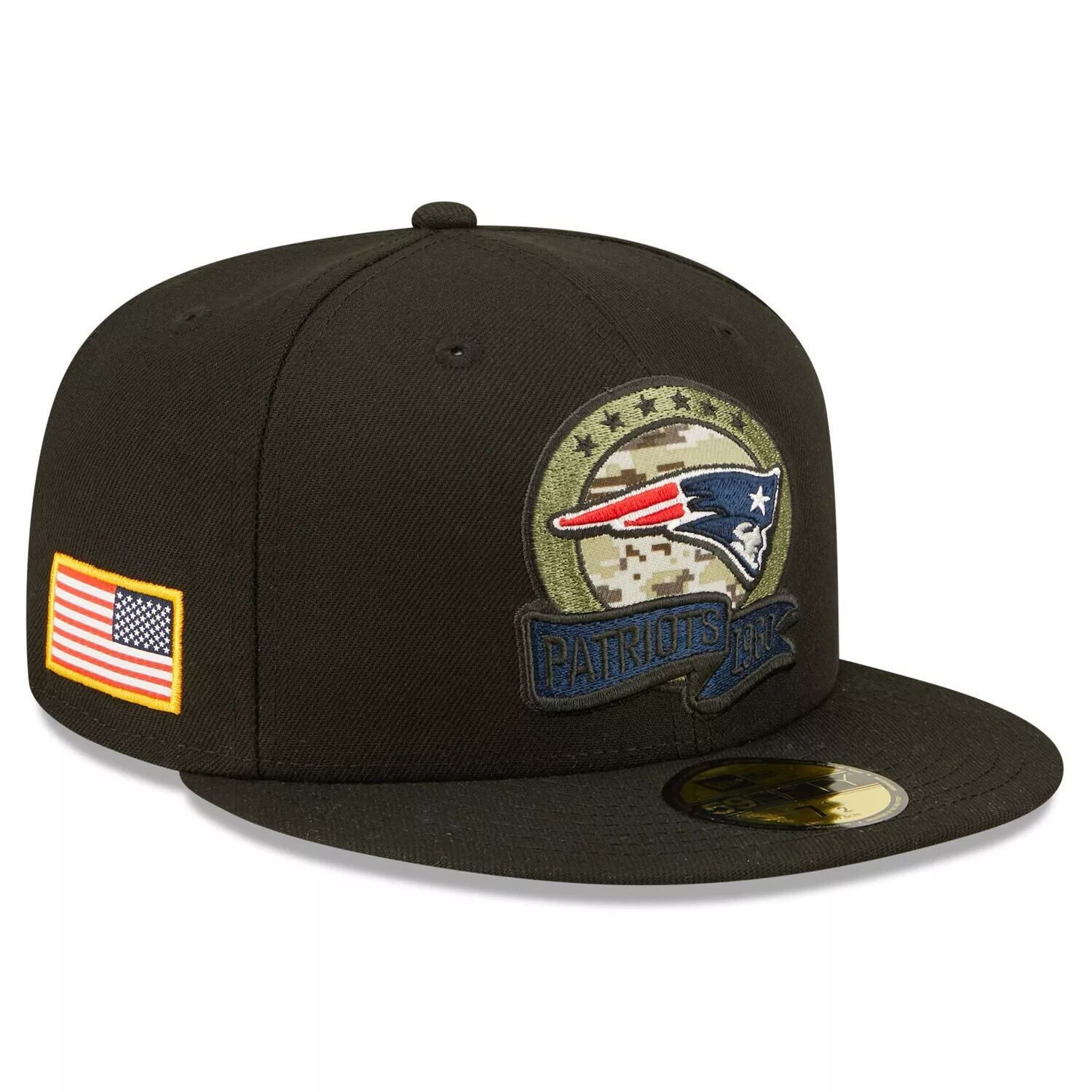 

Мужская облегающая шляпа New Era Black New England Patriots 2022 Salute To Service 59FIFTY