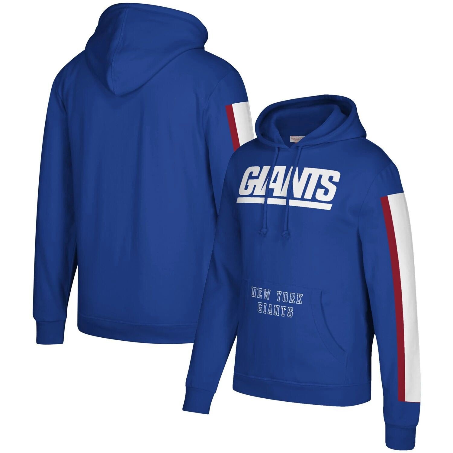 

Мужской пуловер с капюшоном Mitchell & Ness Royal New York Giants с тремя полосками