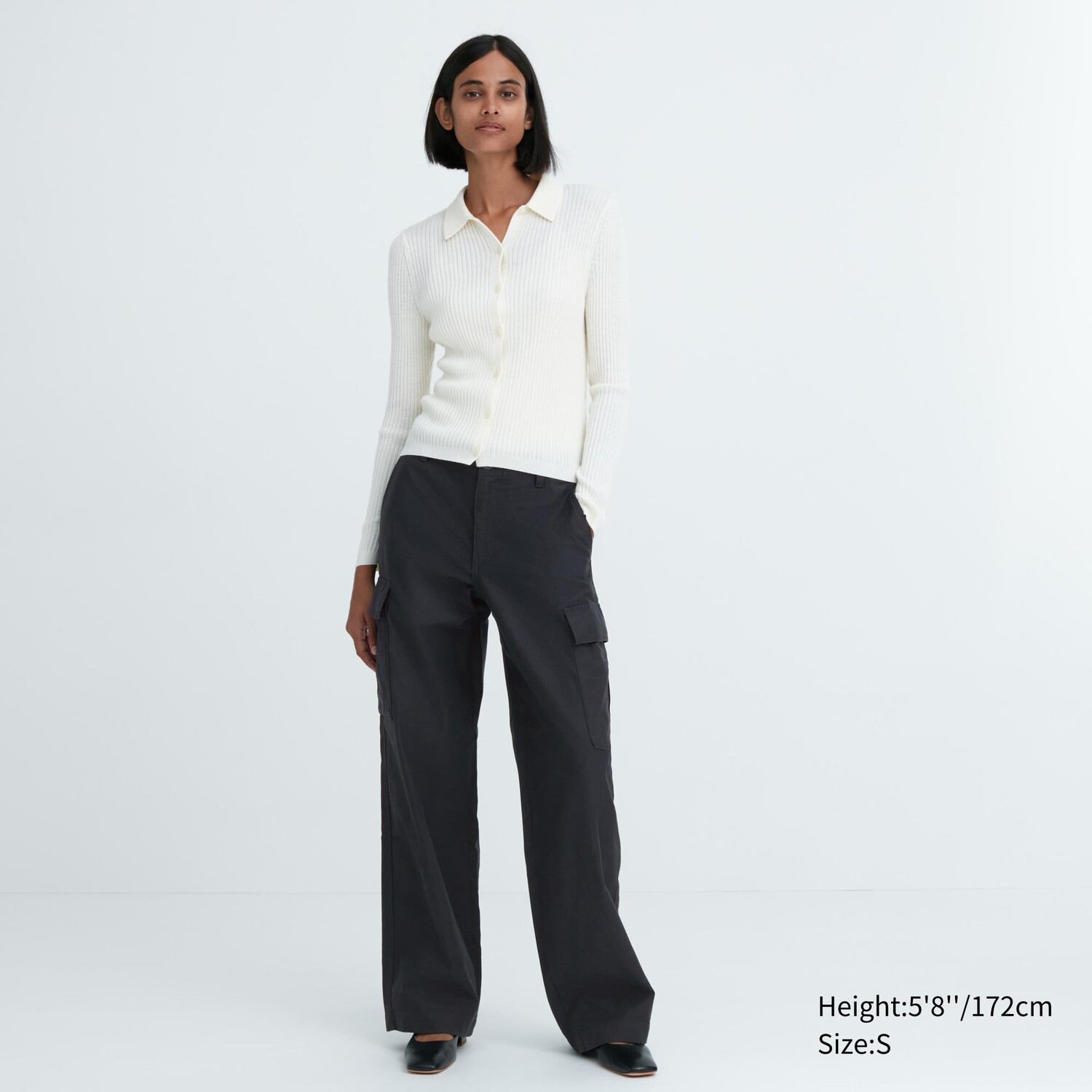 

Широкие прямые брюки карго (длинные) Uniqlo, темно-серый