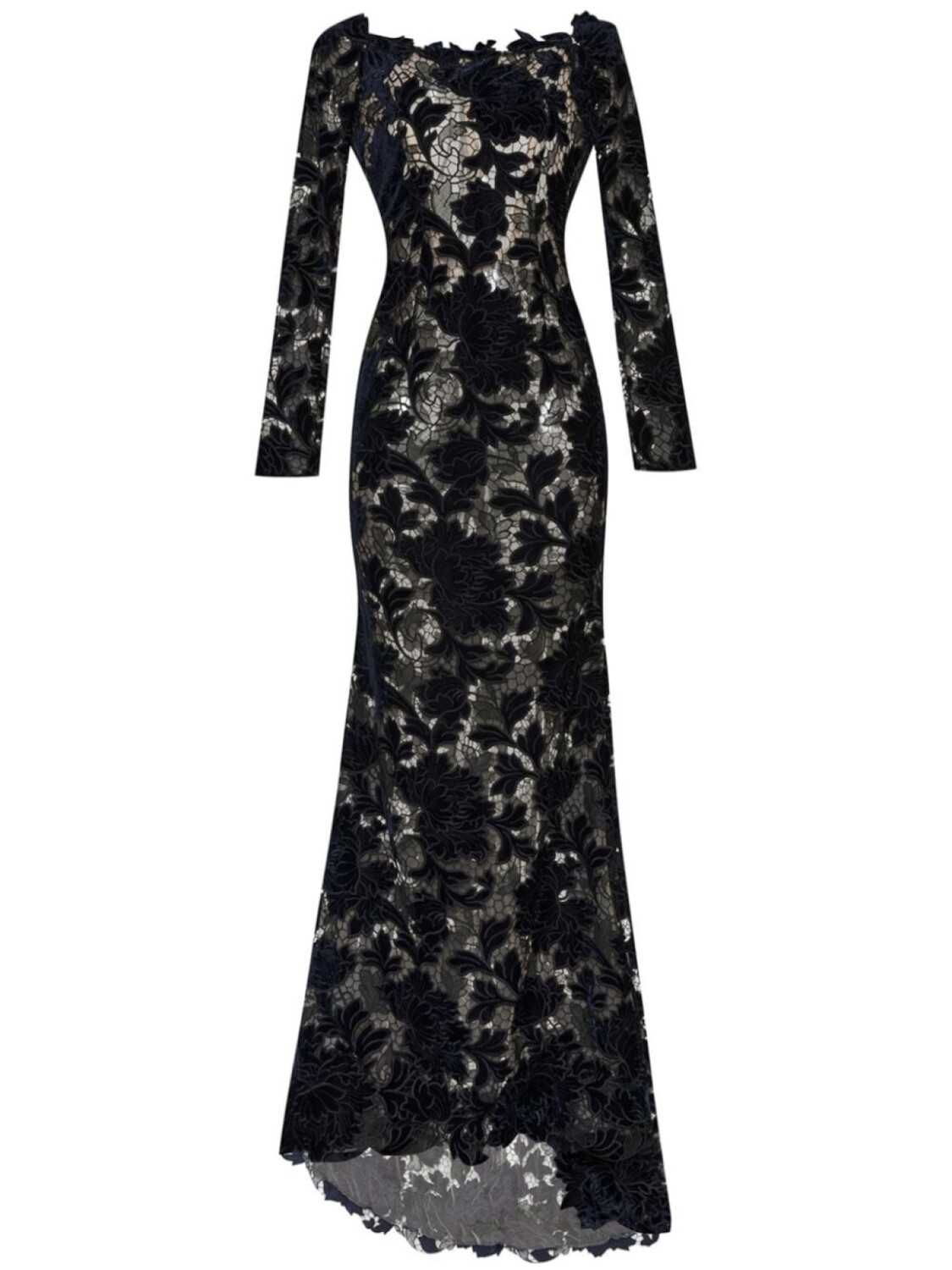

Oscar de la Renta гипюровое платье Peony Velvet, черный