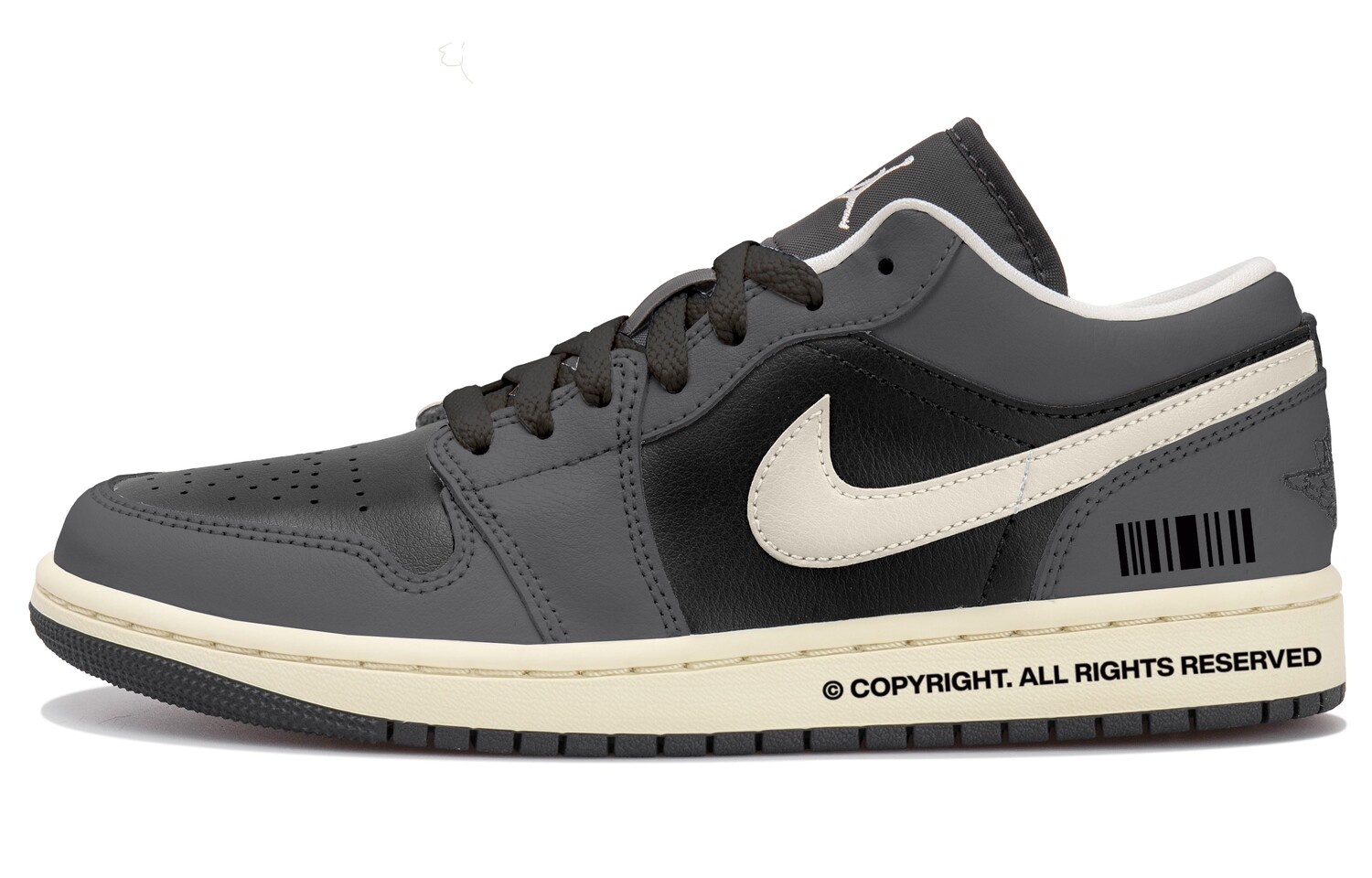 

Кроссовки Air Jordan 1 Vintage Basketball Shoes Women's Low-top Beige/black/gray, бежевый/черный/серый