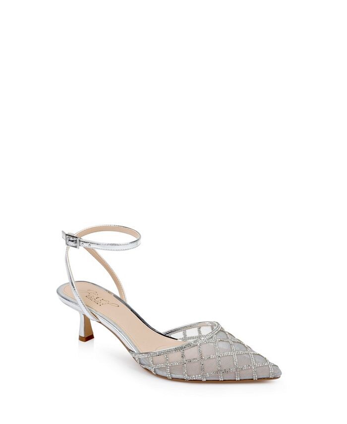 

Женские вечерние туфли Yesenia Jewel Badgley Mischka, серебро