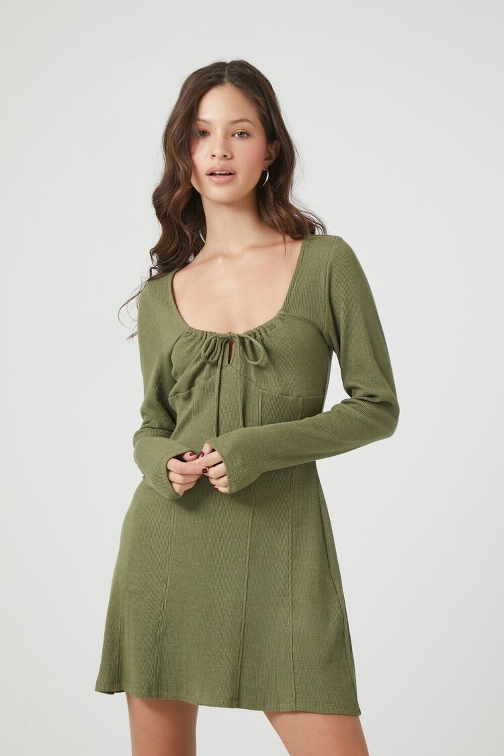 

Мини-платье Skater Forever 21, оливковый