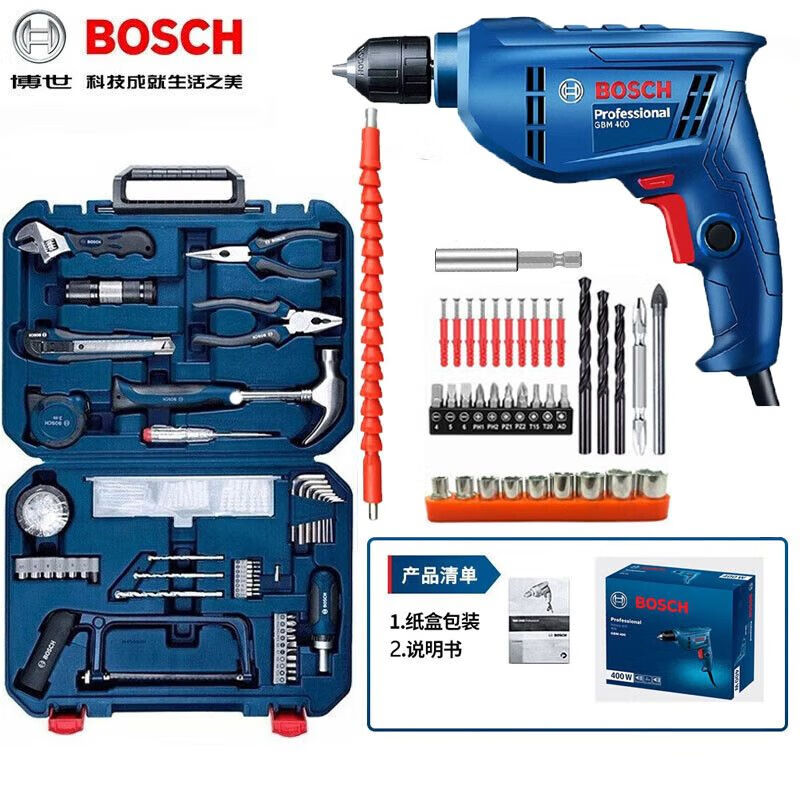 Дрель ручная электрическая Bosch GBM400 в наборе