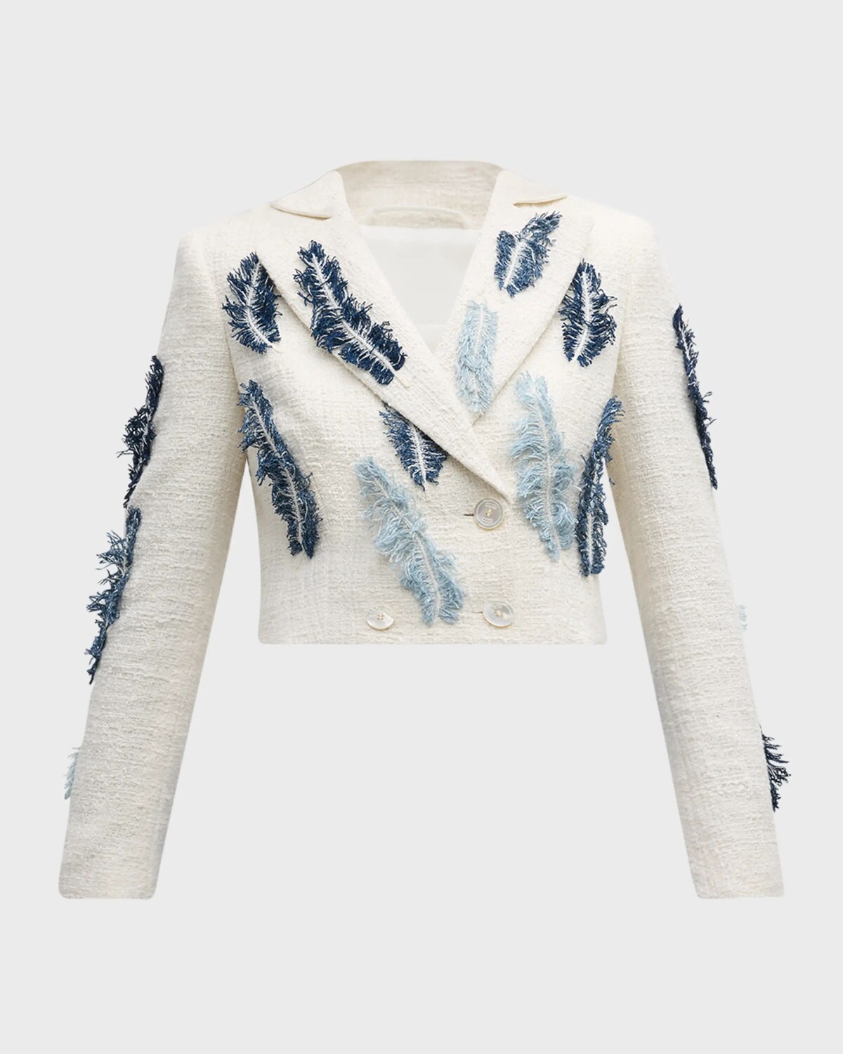 

Укороченный пиджак с вышивкой перьями Maison Common, цвет Open White