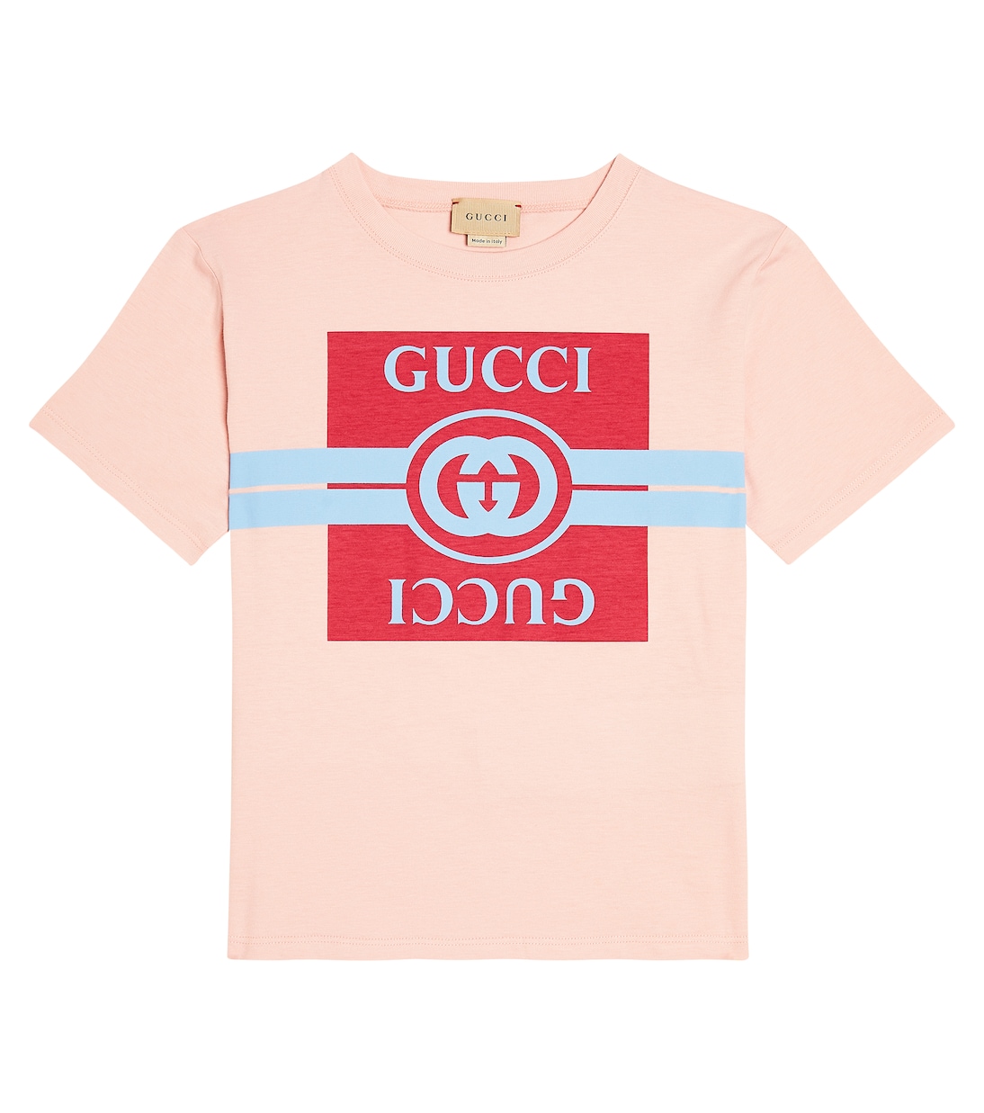 Футболка из хлопкового джерси с логотипом Gucci Kids, розовый
