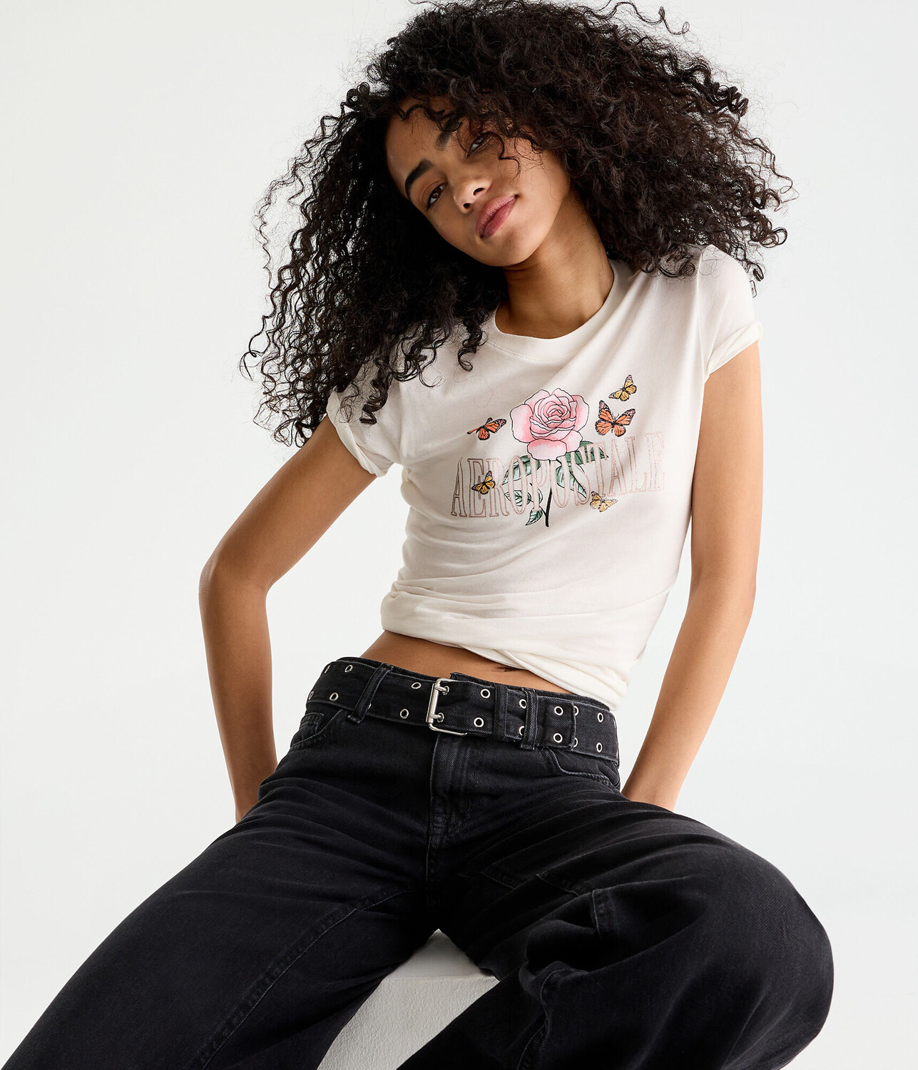 

Футболка Rose Butterfly из фольги с рисунком Aeropostale, бежевый