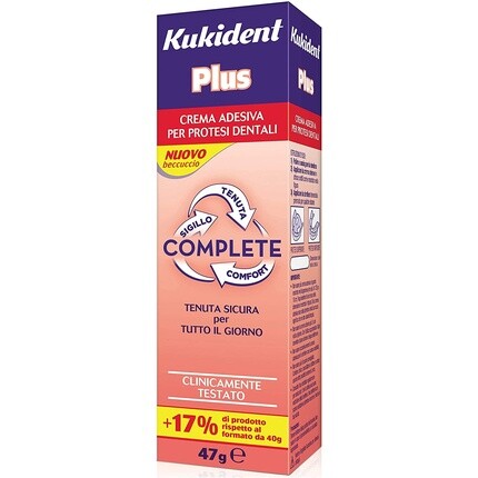 

Адгезивный крем для зубных имплантатов Dentures Plus Complete 47г Kukident, Красный