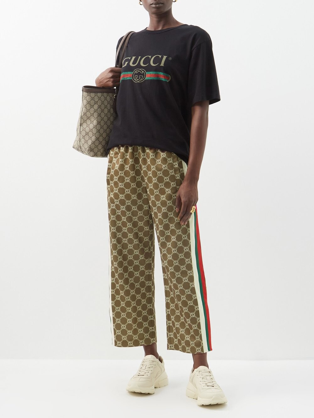 

Спортивные брюки из джерси с логотипом gg Gucci, коричневый