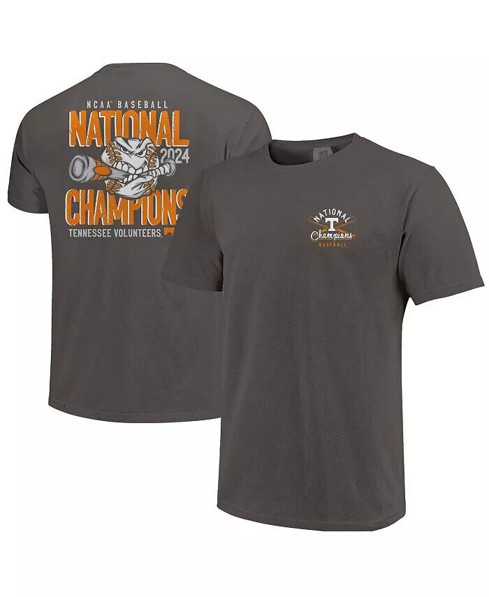 

Мужская графитовая футболка Tennessee Volunteers 2024 NCAA, мужская футболка чемпионов Мировой серии бейсбольного колледжа комфортных цветов Image One, серый