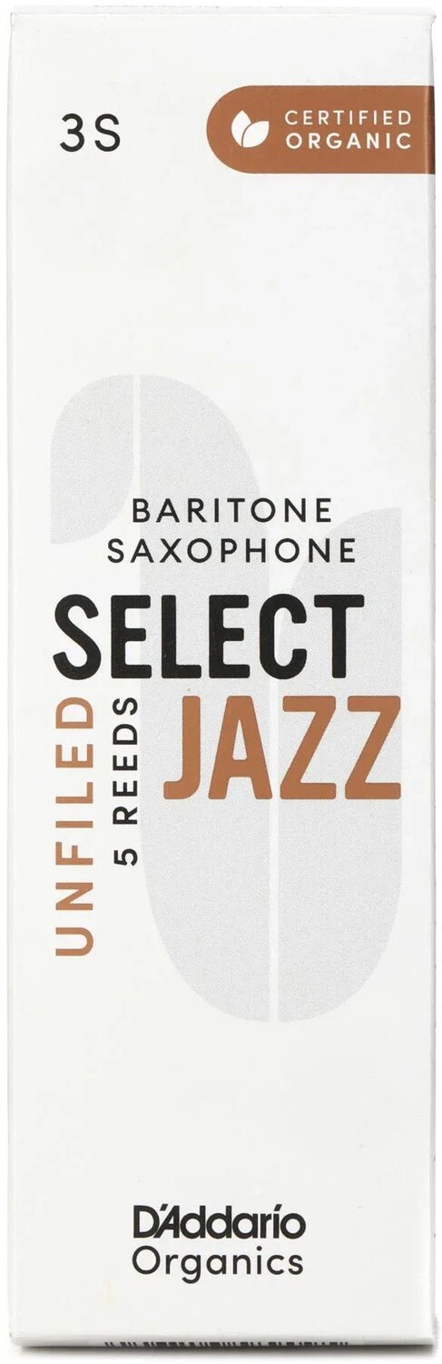 

D'Addario Organics Select Jazz Необработанные трости для баритона-саксофона — 3 мягких (5 шт.)