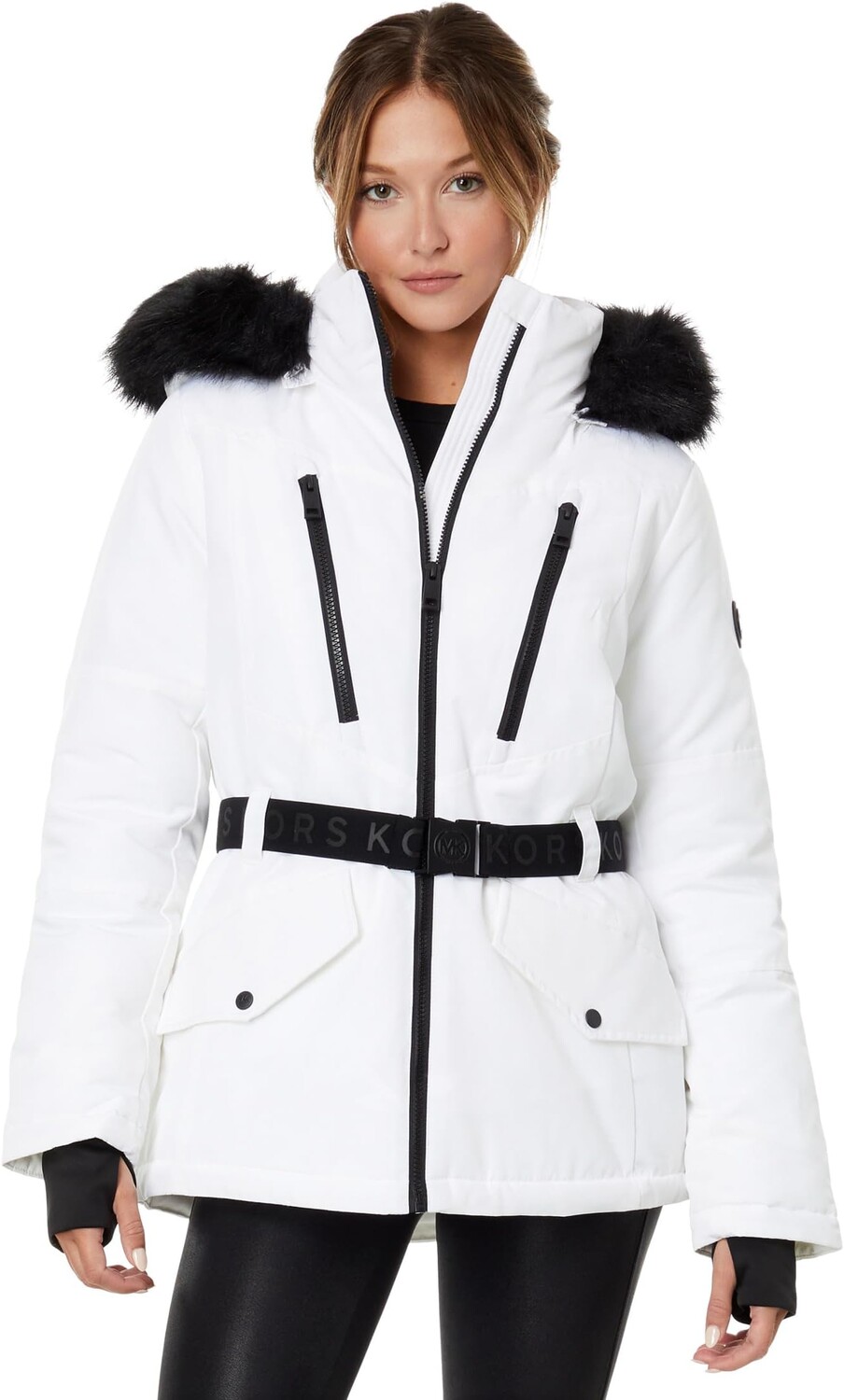 

Активное пальто с поясом A422905C67 MICHAEL Michael Kors, белый