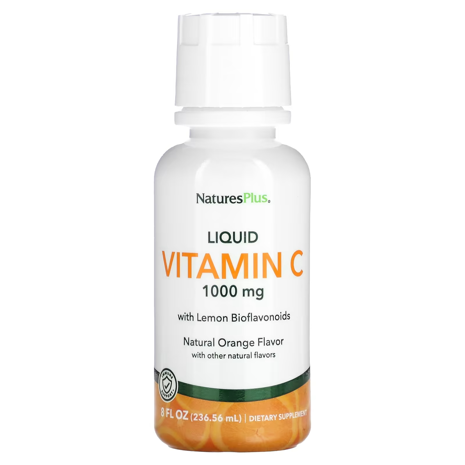 Витамин С NaturesPlus жидкий натуральный апельсин 1000 мг, 236.56 мл пищевая добавка naturesplus малина 75 шт
