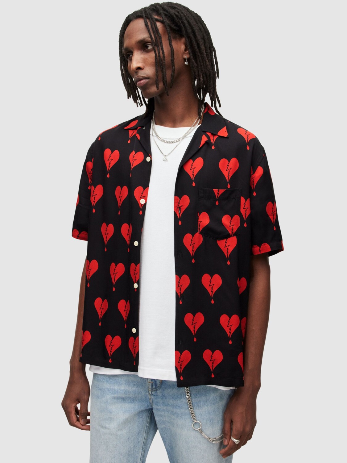 

Рубашка с коротким рукавом AllSaints Breakup, темно-черный
