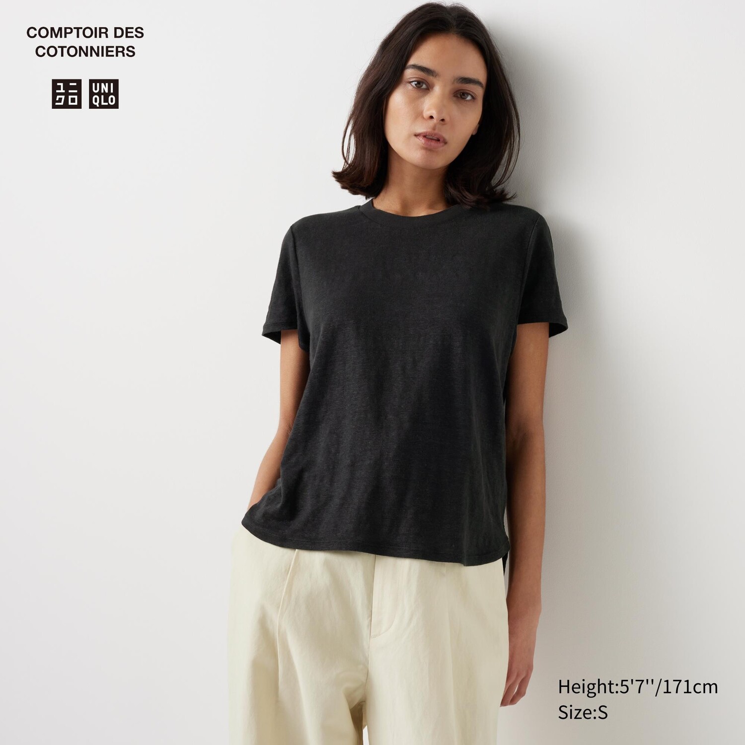 

Футболка из 100% льна с круглым вырезом UNIQLO, черный