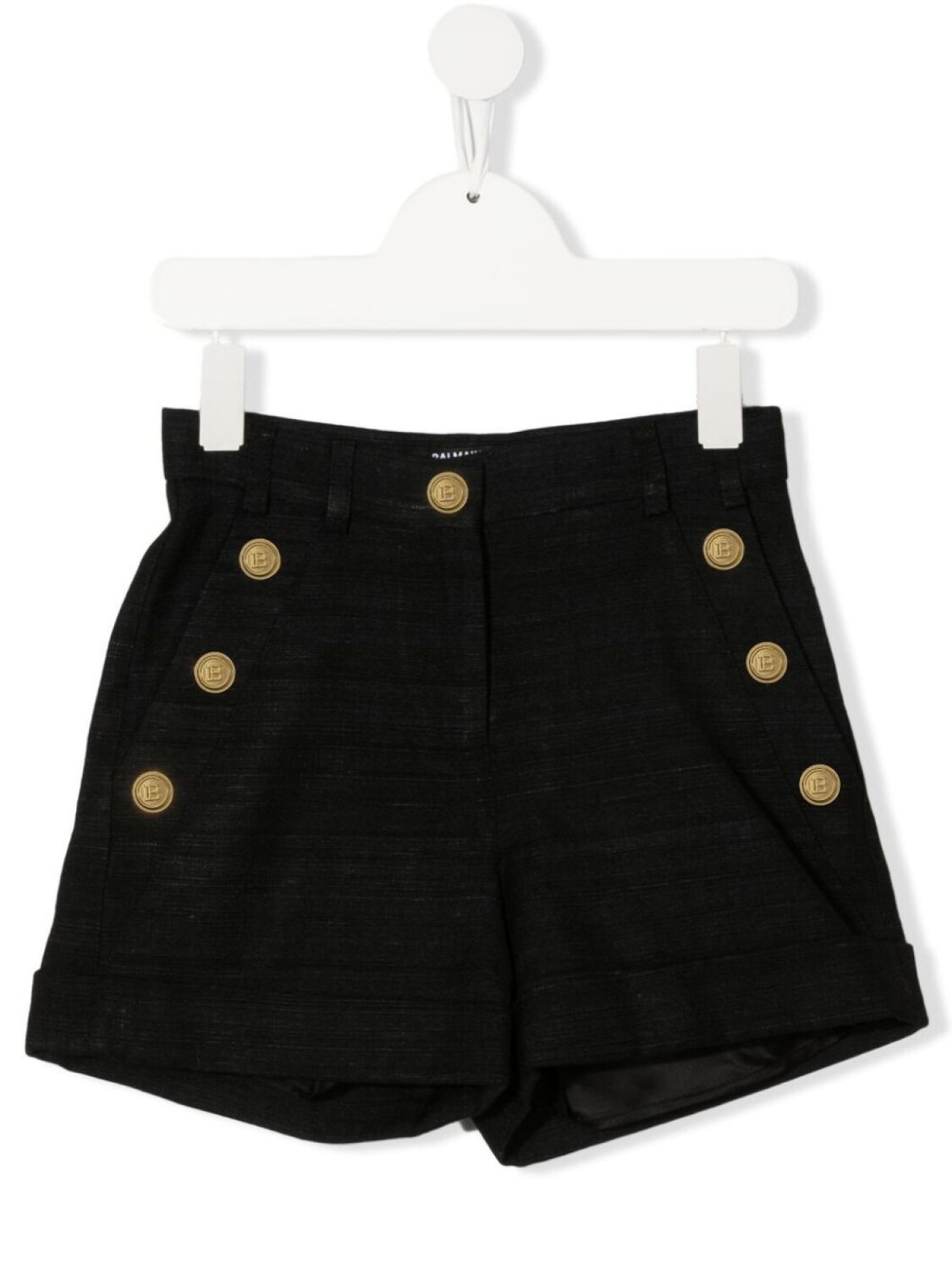 

Короткие шорты с завышенной талией Balmain Kids, черный