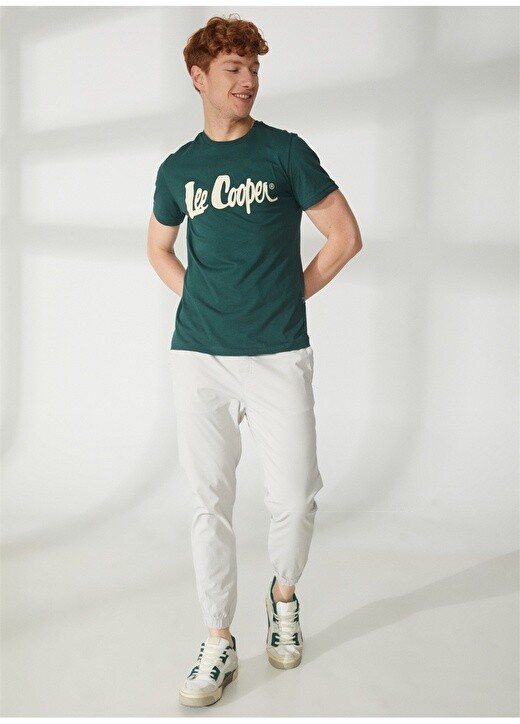 

Зеленая мужская футболка с круглым вырезом Lee Cooper, Зеленый