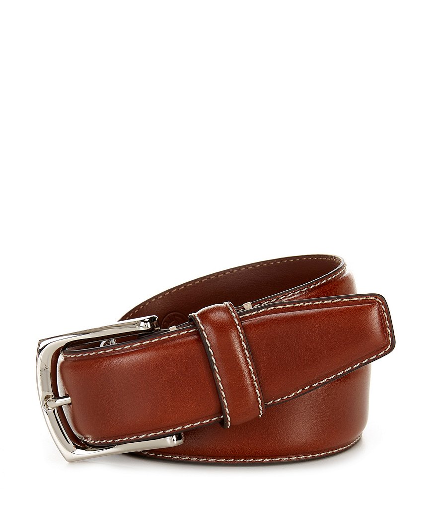 Итальянский кожаный ремень с прошитыми краями Torino Leather Company, коричневый