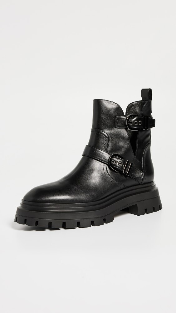 

Ботинки Stuart Weitzman Maverick Bedford Moto Booties, черный