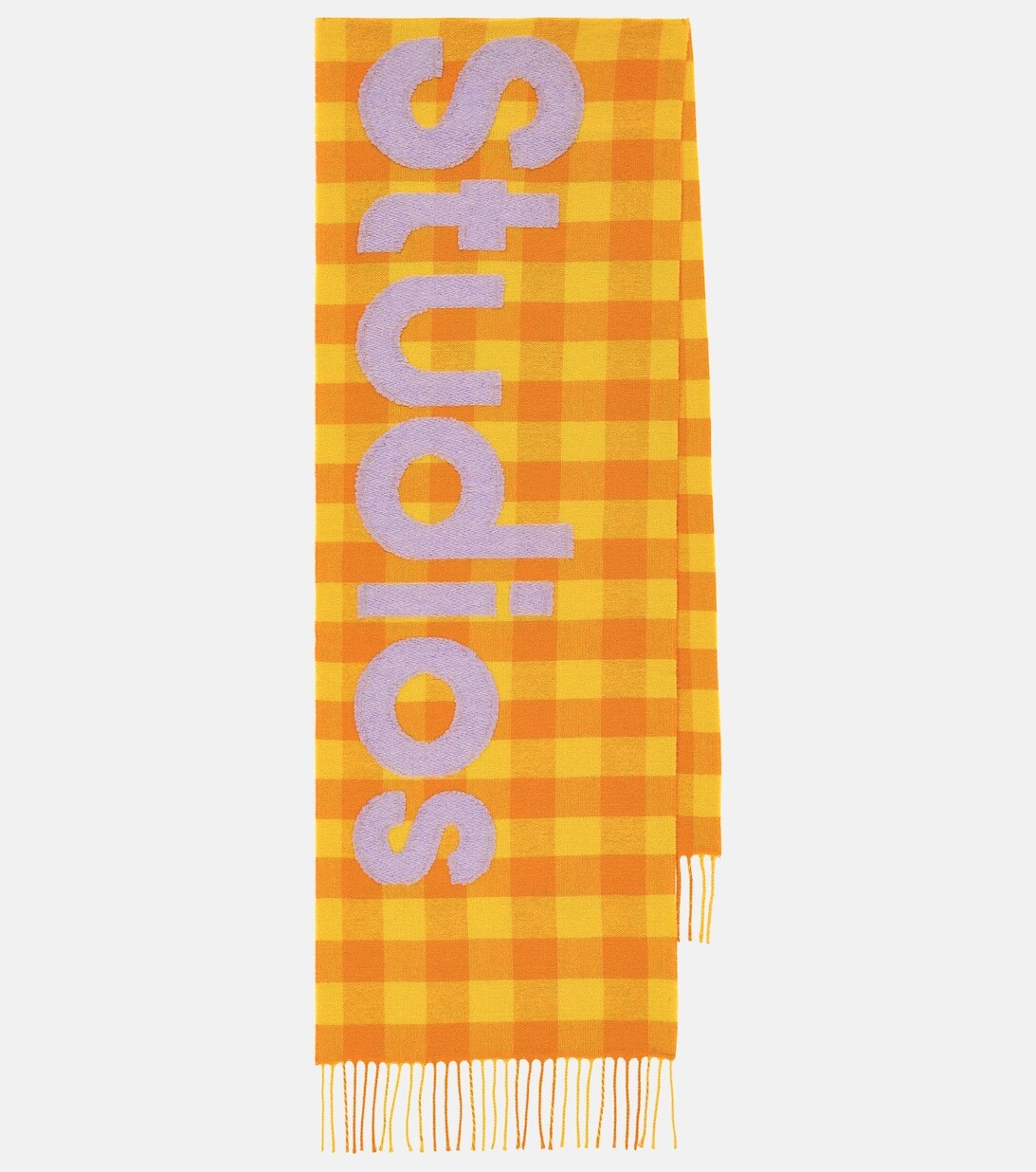 

Шарф из смесовой шерсти в клетку с логотипом Acne Studios, разноцветный