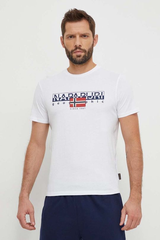 Хлопковая футболка Napapijri, белый napapijri falis