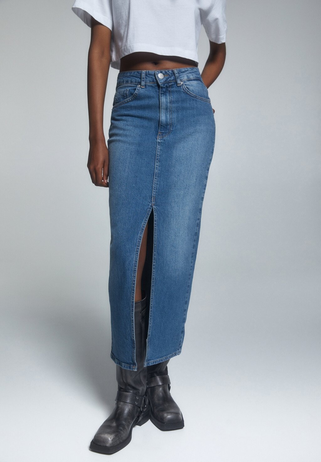 

Юбка-карандаш PULL&BEAR, синий деним