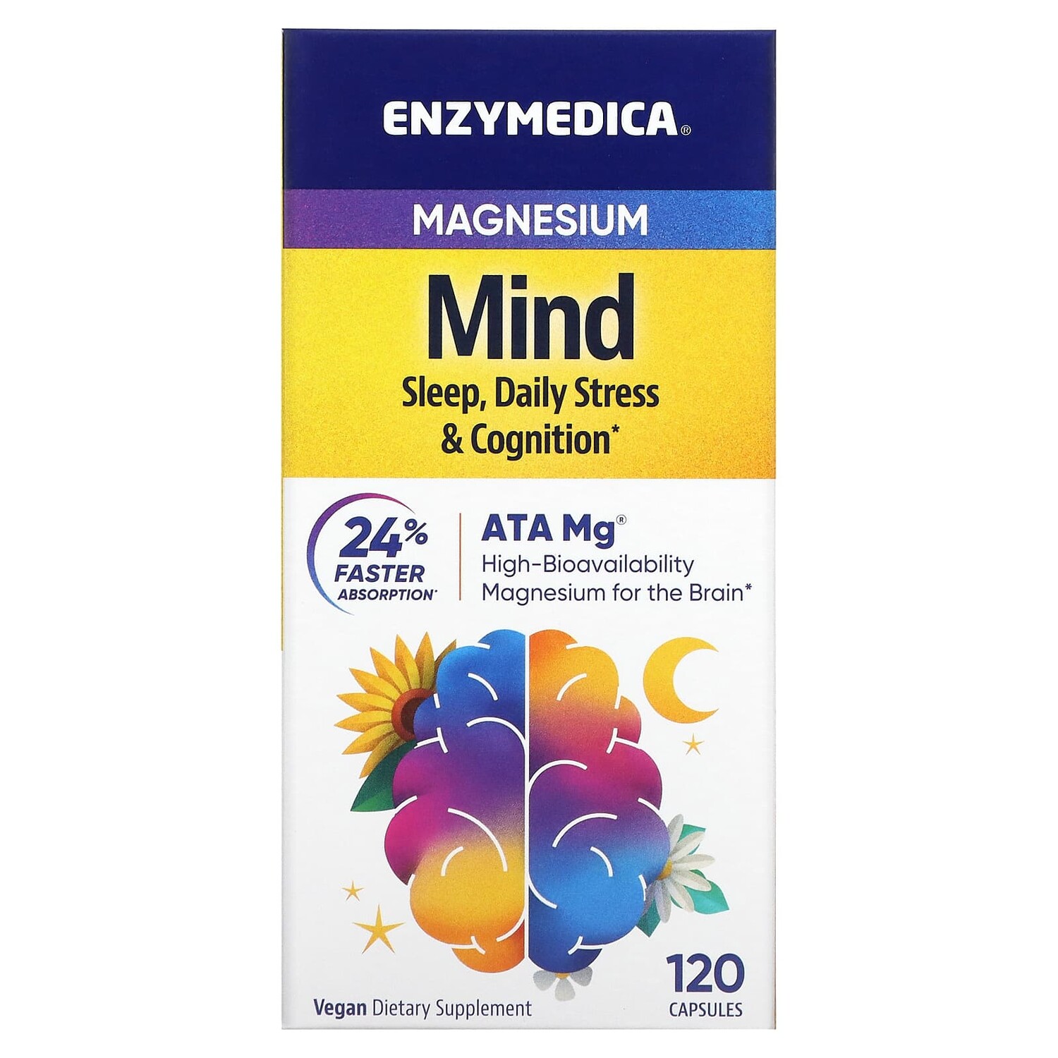 

Магний, для разума, 120 капсул, Enzymedica